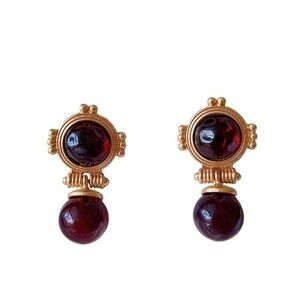 COPY - 18K GP Vintage Byzantine style glaze; azure stone; coloured glaze Earrin…